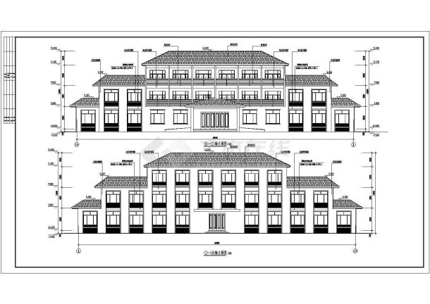 某地三层框架结构办公楼建筑设计方案图纸-图一