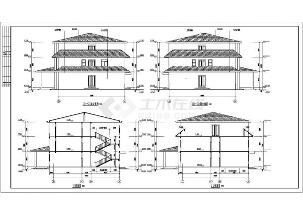 某地三层框架结构办公楼建筑设计方案图纸-图二