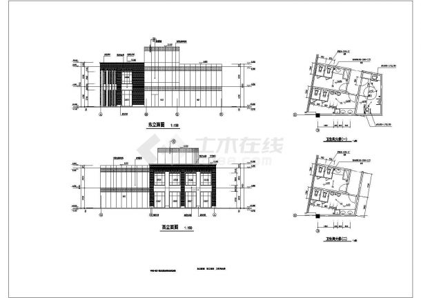 某地两层框架结构商业建筑设计施工图纸-图二