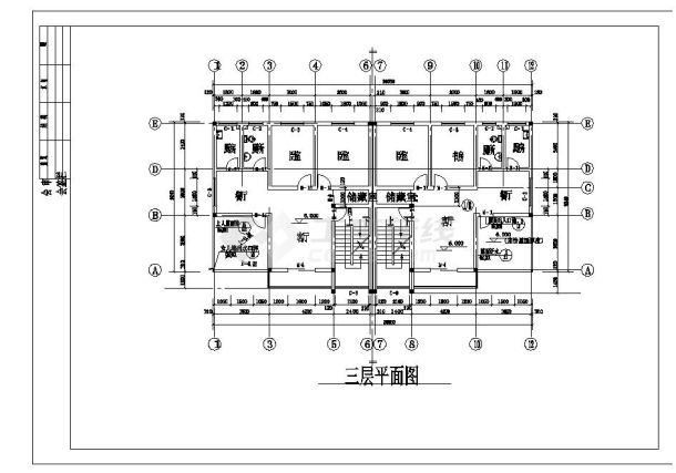 某乡镇3层砖混住宅结构设计CAD图-图二