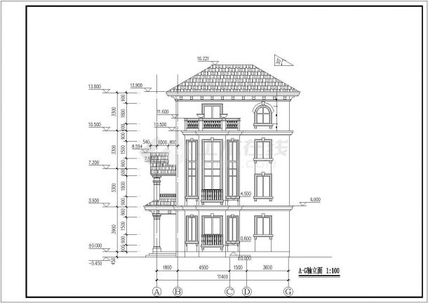 某地四层框架结构别墅楼建筑设计方案图-图一