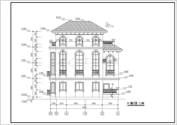 某地四层框架结构别墅楼建筑设计方案图-图二