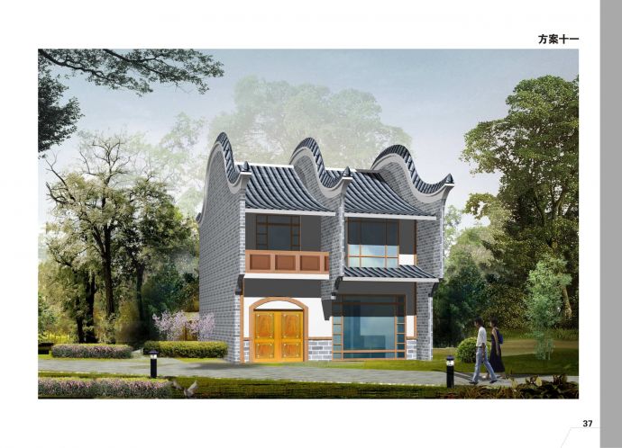 118.28平方米二层单家独院式农村建筑设计cad图_图1