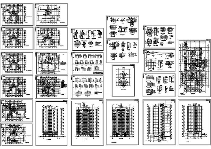 某小区12号十七层住宅楼全套施工设计cad图纸，共17张_图1
