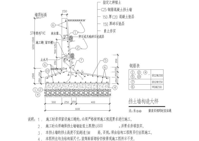 钢筋混凝土挡土墙构造大样_图1