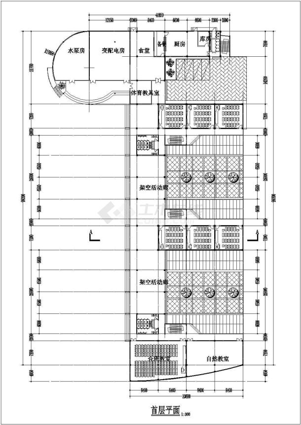 某地区小学建筑设计施工图纸（共8张）-图二