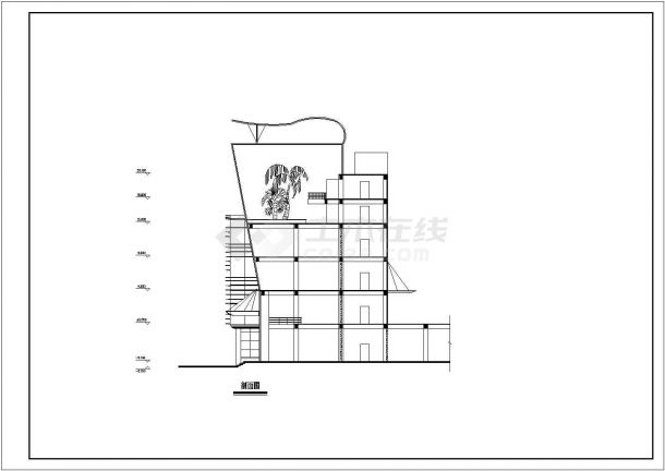比较简单的一套临街商场方案设计cad建筑图纸-图一