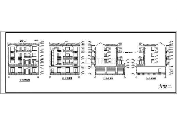 某地四层别墅建筑设计施工图（共4张）-图二