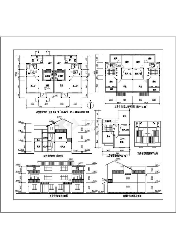 江苏某地两层砖混结构新农村住宅建筑设计方案图纸-图二