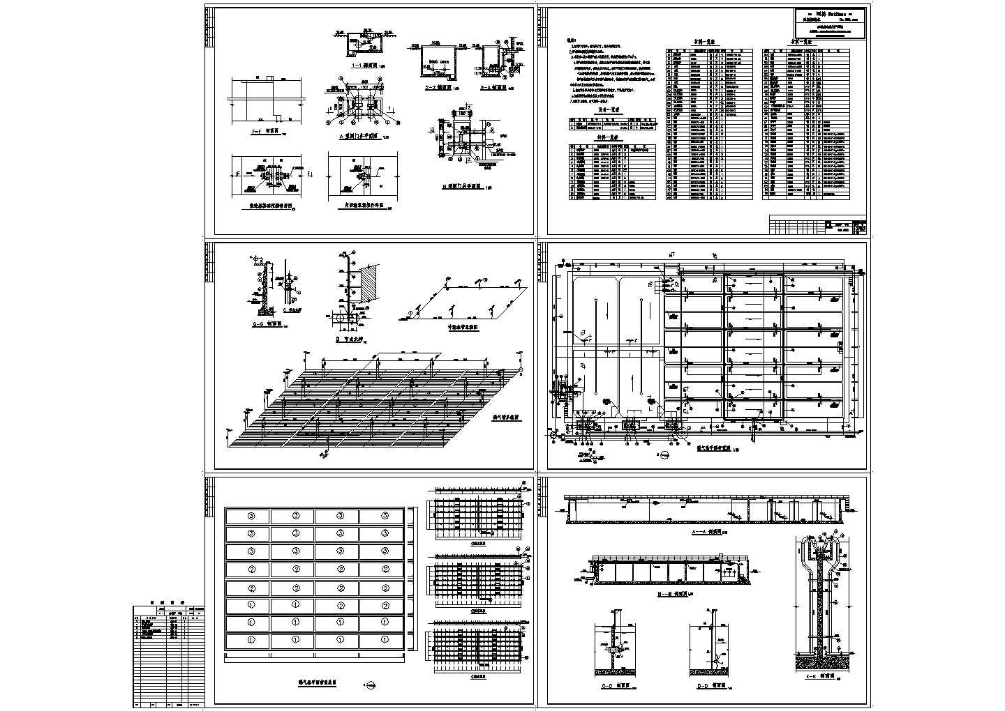 A2O工艺污水处理厂施工图（含曝气池水施工图）