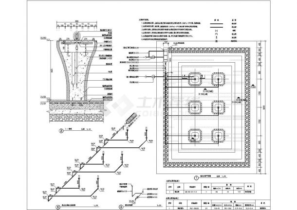 某小区多个景观水池喷泉给排水施工图-图二