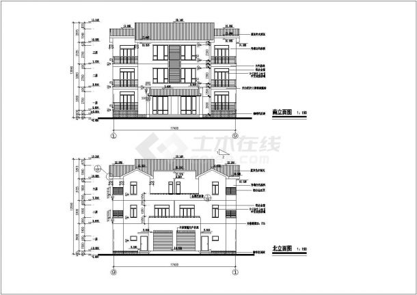 某三层框架结构别墅楼建筑设计方案图-图一