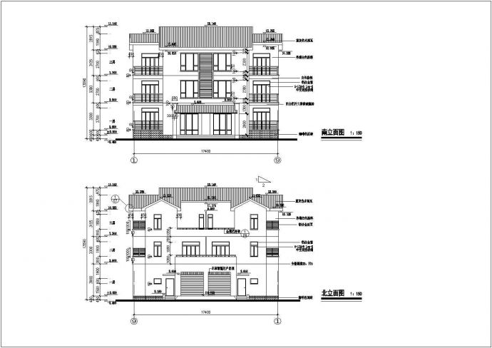 某三层框架结构别墅楼建筑设计方案图_图1