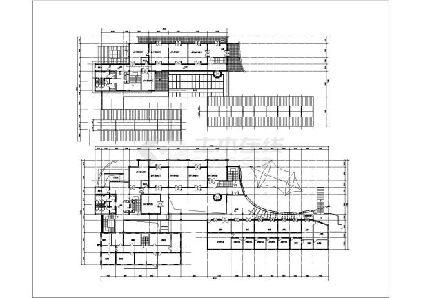 某地区小型三层商业街建筑cad图纸-图二