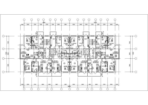 某城镇高层住宅户型组合平面施工设计图-图二