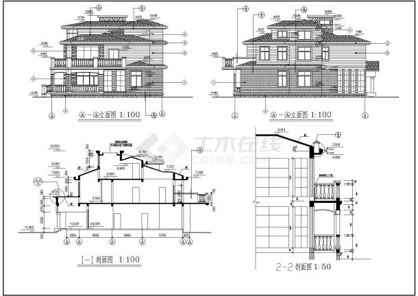 某地小型别墅建筑设计图纸（共12张）-图二