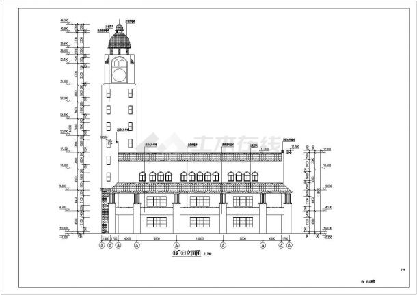 某学校三层体育馆几九层钟楼建筑设计方案-图二