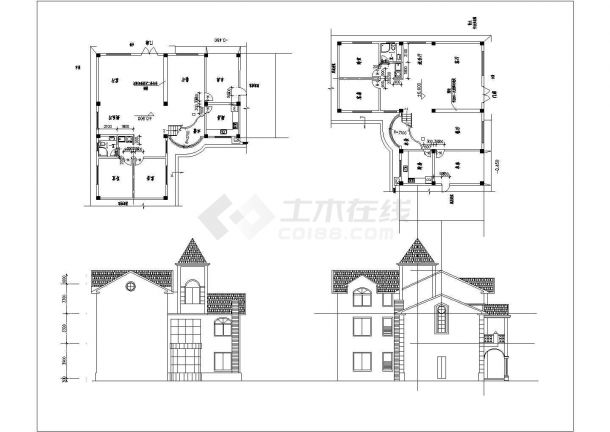 某小区三层别墅建筑设计方案图（共9张）-图一