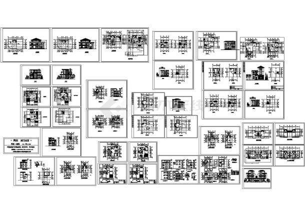 洋河某区12个二层别墅设计方案cad图纸，共39张-图一