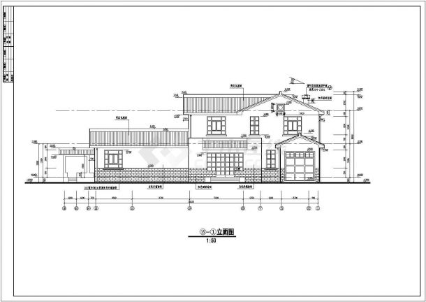某中国古典风格别墅建筑设计图及装修设计图（全套）-图二