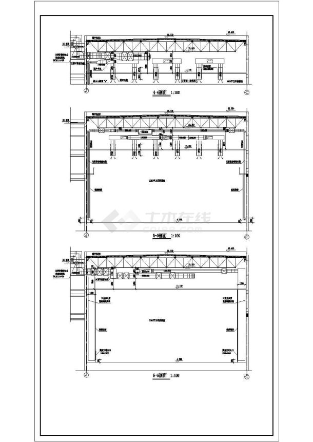 某地大型演播厅暖通平剖面施工图纸-图一