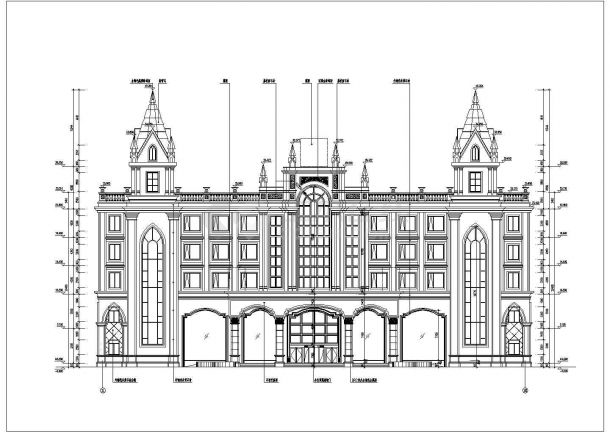 某地五层框架结构欧式酒店建筑设计方案图纸-图二