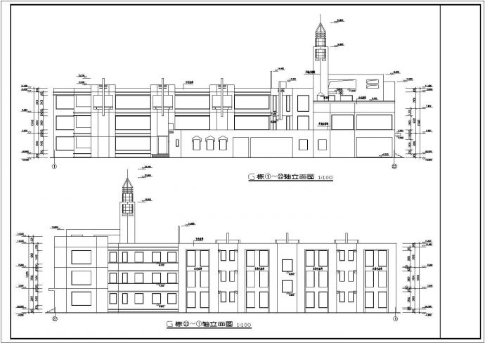 某地三层跨框架结构幼儿园建筑设计方案图纸_图1