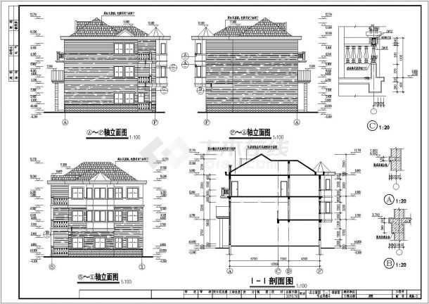 某地三层砖混结构别墅建筑设计施工图纸-图二