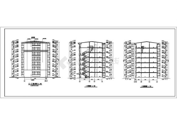 哈尔滨某地七层砖混结构住宅建筑设计方案图纸-图二