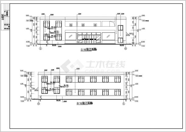 某地两层框架结构办公楼建筑设计施工图纸-图一