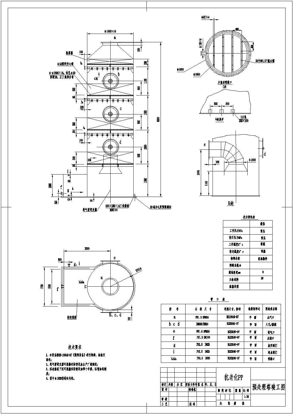 某药厂除臭设备喷淋塔制作图