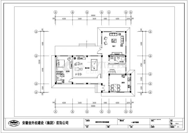 安徽省某地二层小型别墅装修施工图纸-图一