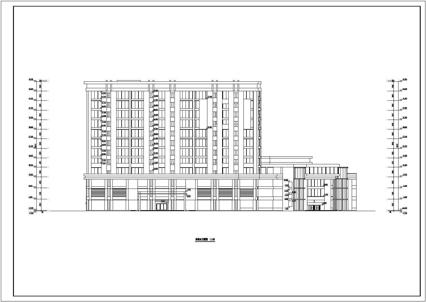 湘潭市某地十二层框架结构综合酒店公寓建筑设计施工图纸
