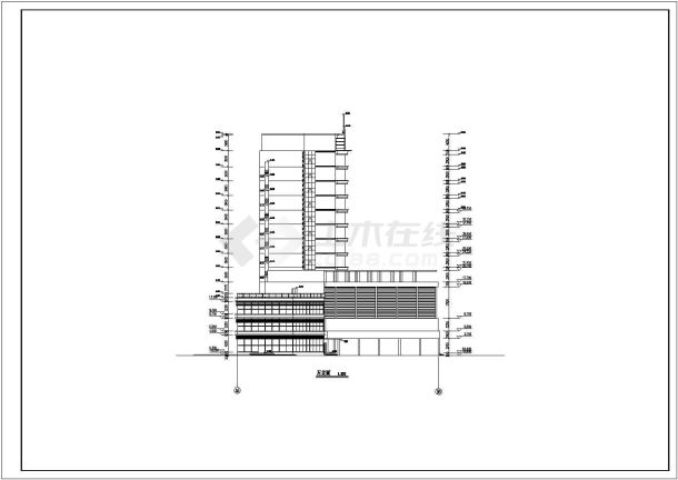 某地十层框架结构综合酒店建筑设计施工图纸-图二