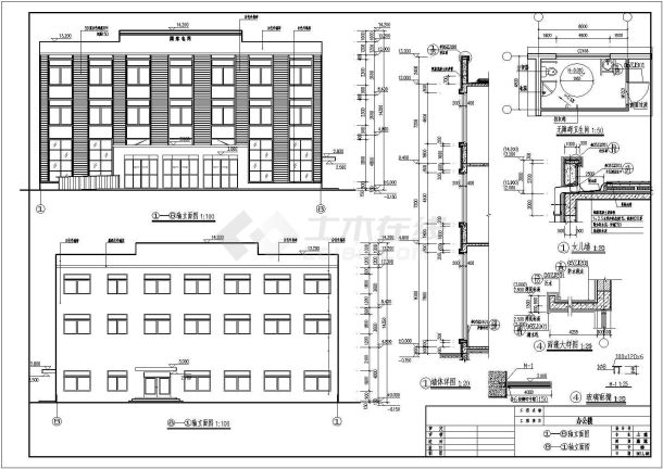 某供电公司3层办公楼建筑方案设计图-图一