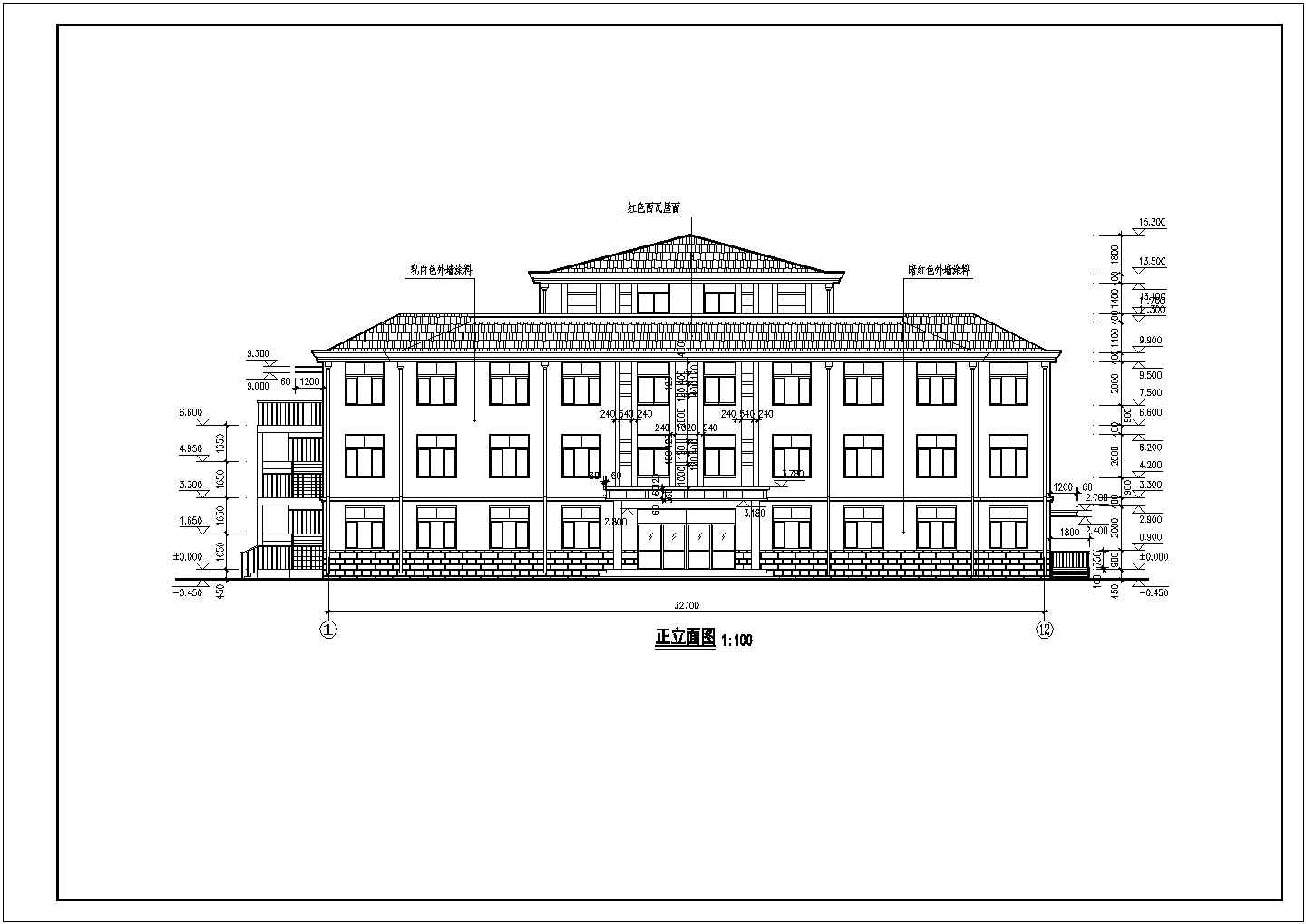 某社会福利中心三层公寓楼建筑设计施工图