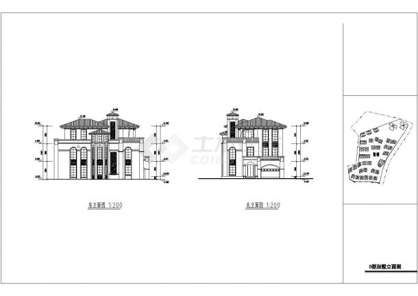 某多层欧式风格别墅施工设计全套cad图-图二