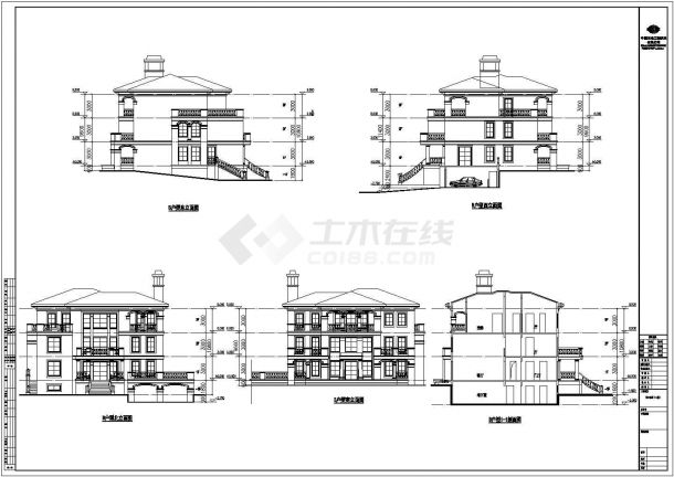 某小区6套多层别墅建筑单体设计方案图-图二