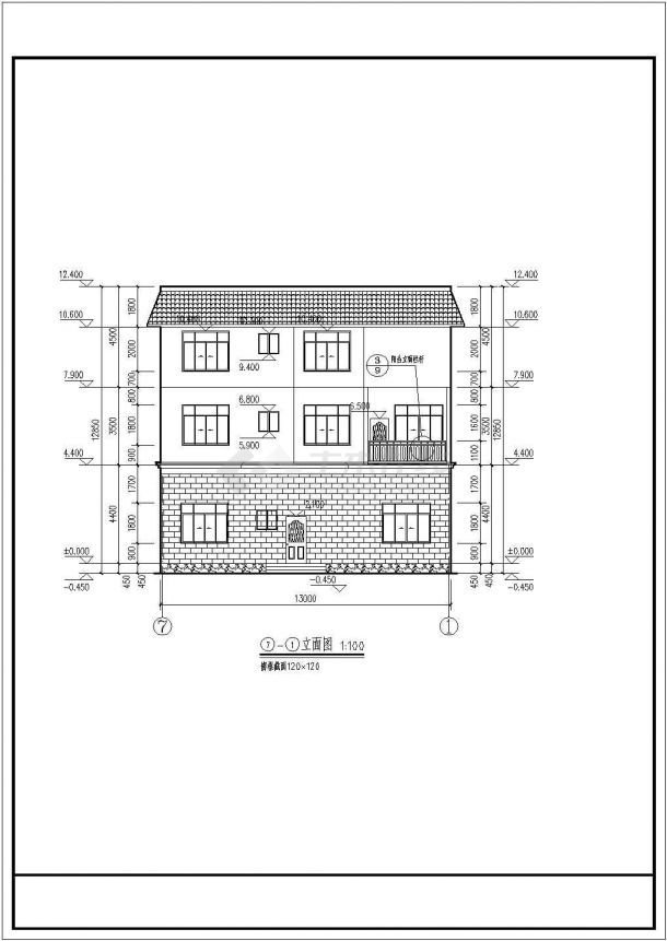 某农村三层砖混结构住宅楼建筑设计方案图-图二