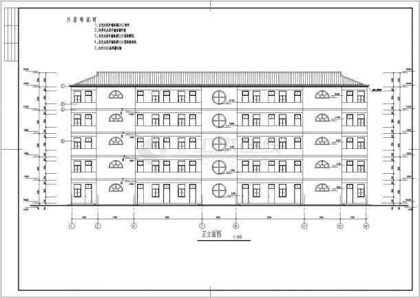 某中学五层学生公寓建筑设计方案图-图一