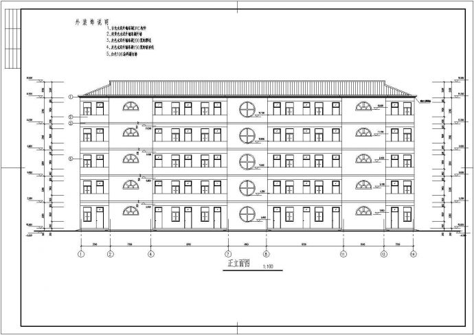 某中学五层学生公寓建筑设计方案图_图1