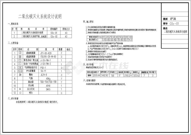 柴油发电机房CO2气体灭火消防图纸-图二