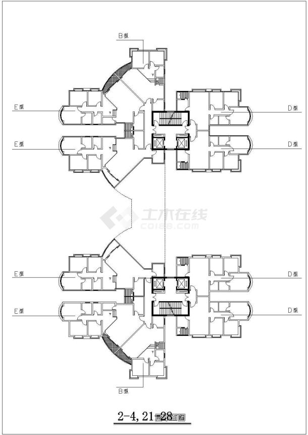 某地高层住宅户型经典集合建筑图3-图二