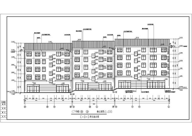 某小区住宅楼建筑cad设计平立剖面图-图一