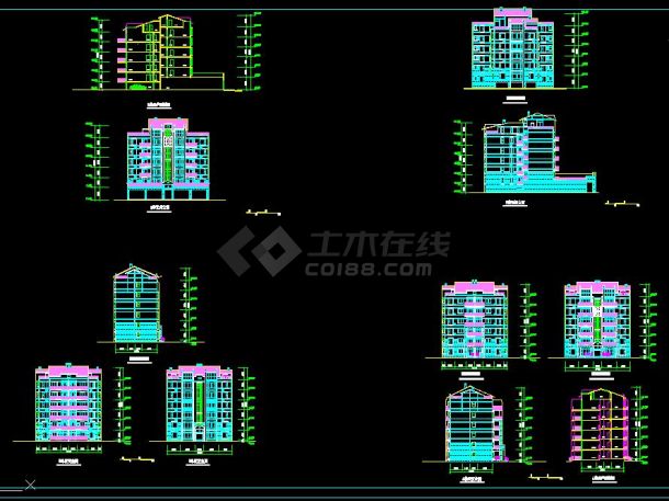 某住宅楼建筑cad立面图（经典小型）-图一