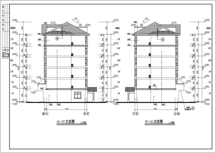 某地长32.65米 宽13.025米 6层阁楼2单元每单元2户住宅楼设计图_图1