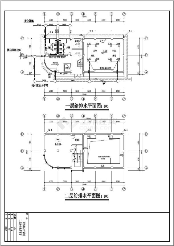 某地上三层垃圾站全套给排水施工图纸-图一