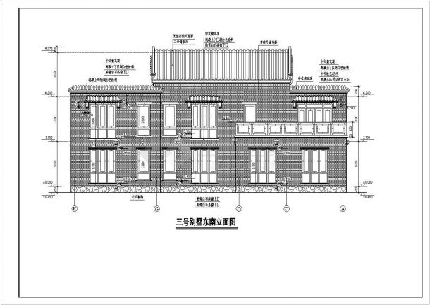 某地2层砖混结构仿古别墅建筑方案图-图二