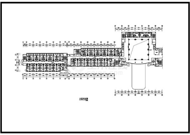 某一字型大型酒店建筑平面图（标注详实）-图二