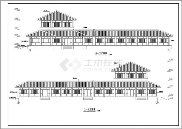  Architectural design drawing of an economical park management room (complete set) - Figure 1